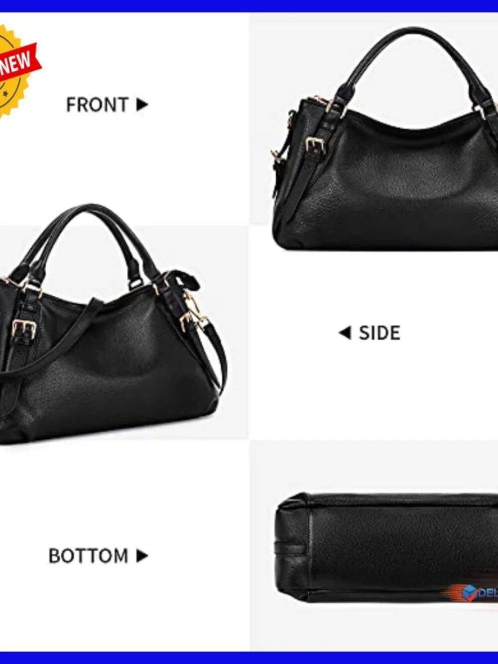 Medium Genuine Leather Hobo Satchel Crossbody Bag Top Handle
